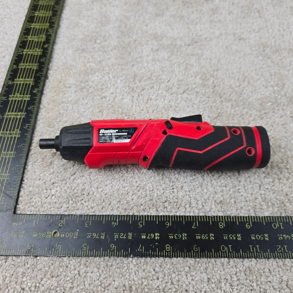 Bauer 4V Li-Ion‎ Screwdriver Red Black Cordless 180 RPM 1/4 Hex 64313